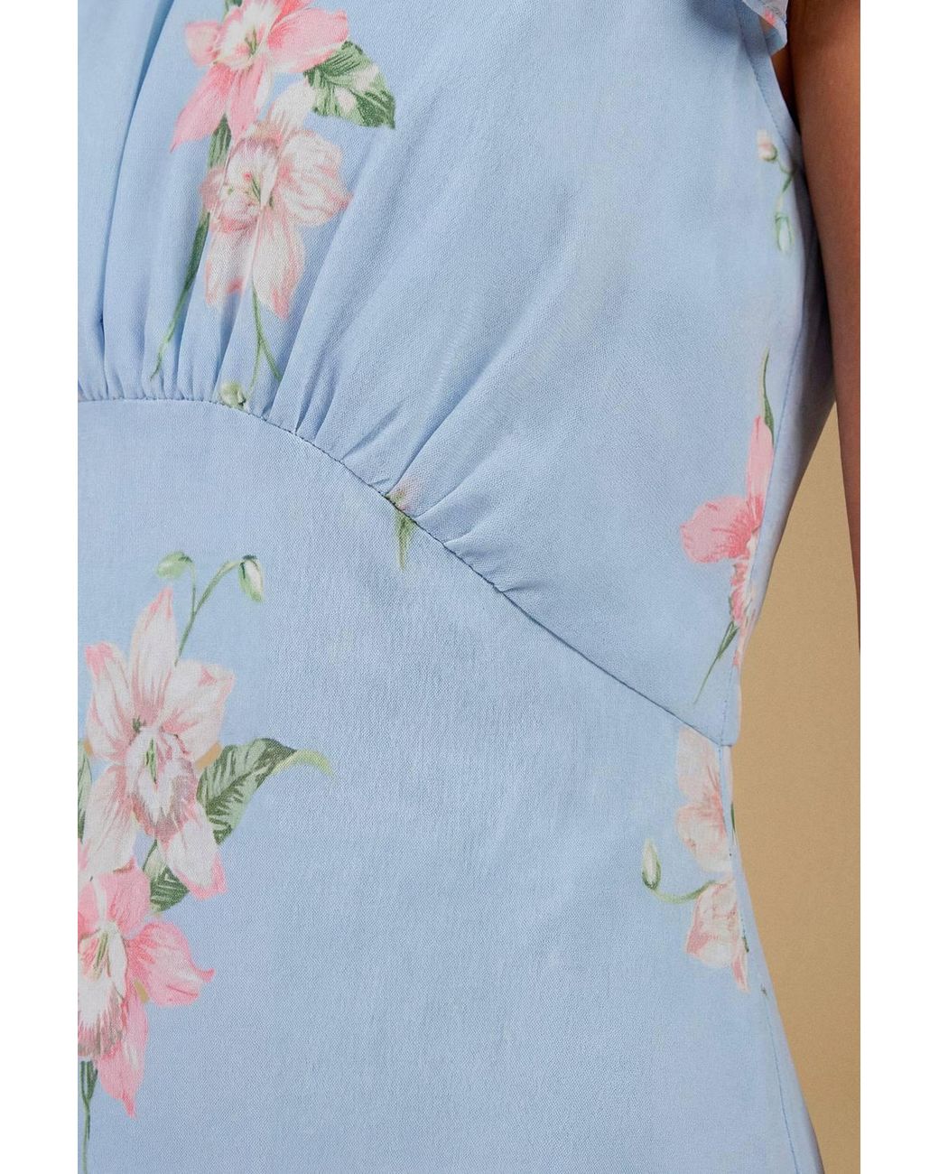 Oasis Blue Orchid Floral Printed Waterfall Maxi Dress