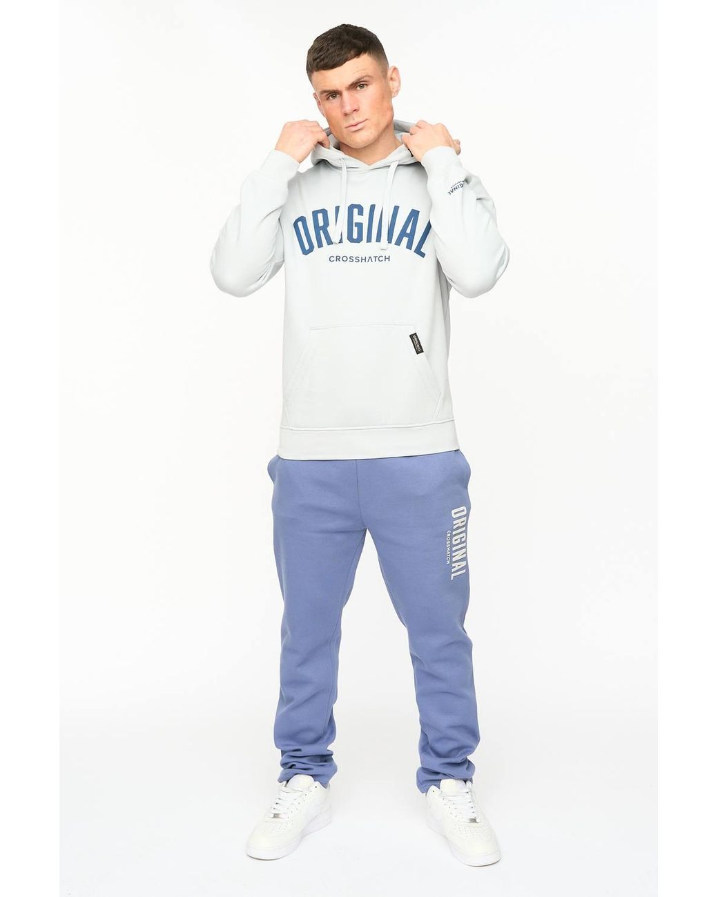 Crosshatch White Kensby Overhead Hoodie With Puff Print Branding for men