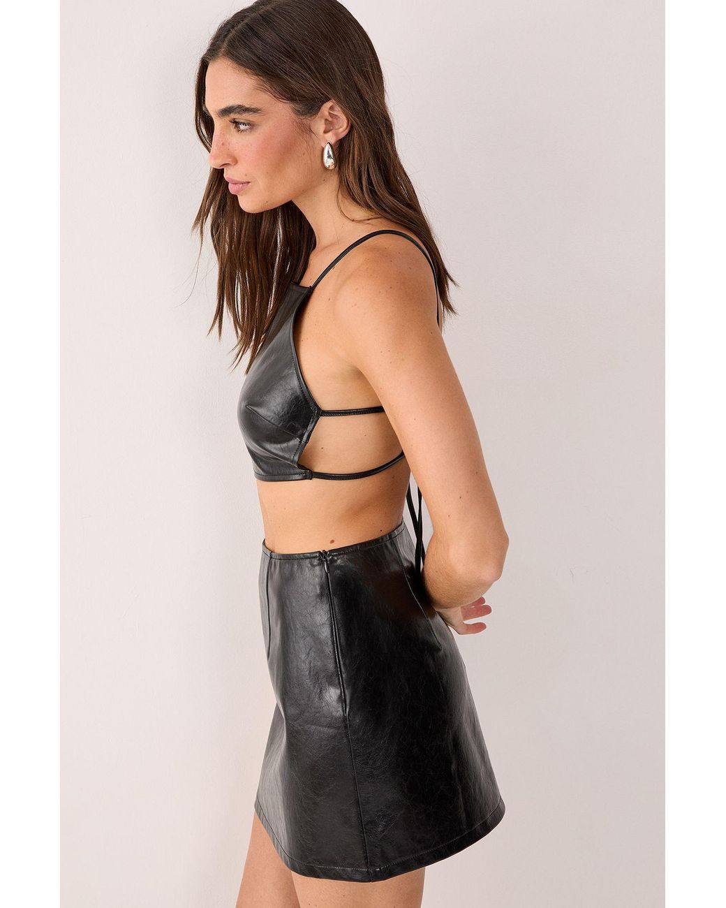 Nasty Gal Black Vinyl Faux Leather Mini Skirt