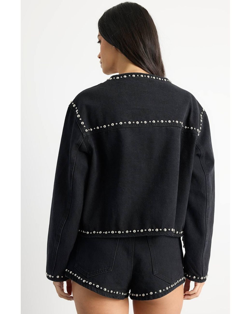 Warehouse Black Paisley Embellished Denim Jacket