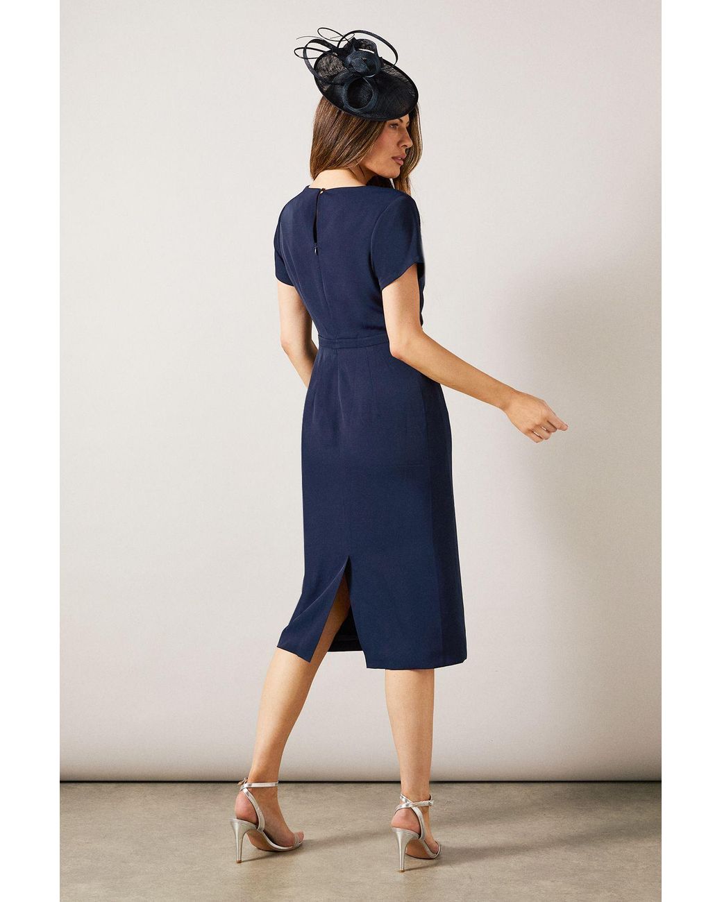 Wallis Blue Tailored Crepe Ruffle Pencil Dress