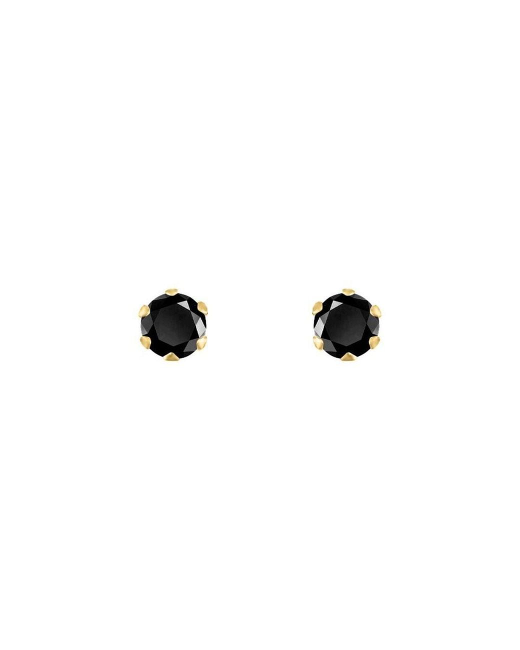 Jewelco London Black 9Ct Cz Solitaire Claw Set Stud Earrings, 3Mm 0.20Cts