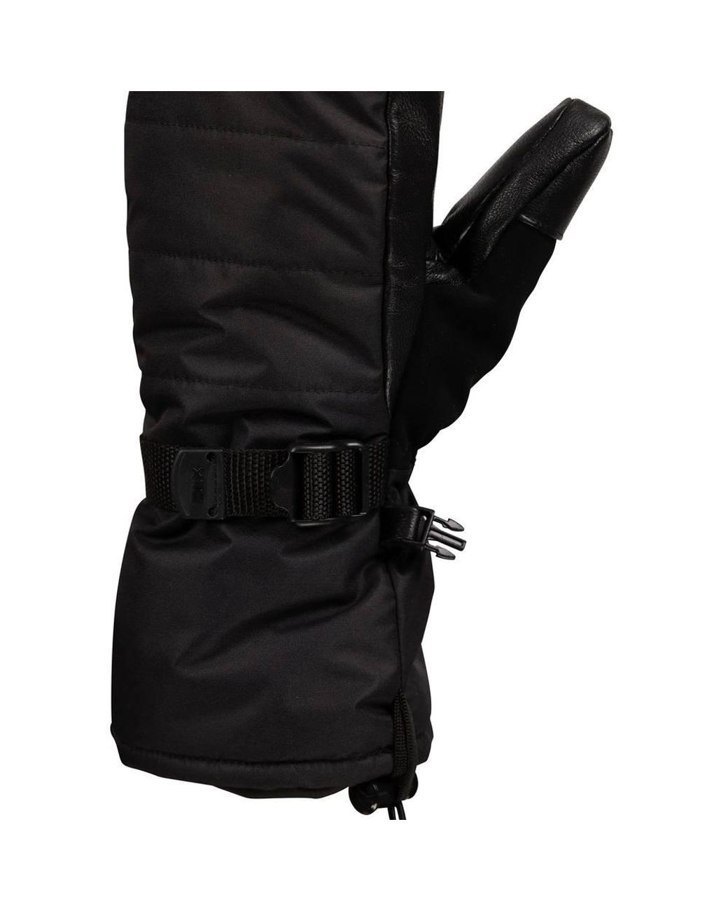 Trespass Black Thoren Dlx Goat Leather Ski Mittens for men
