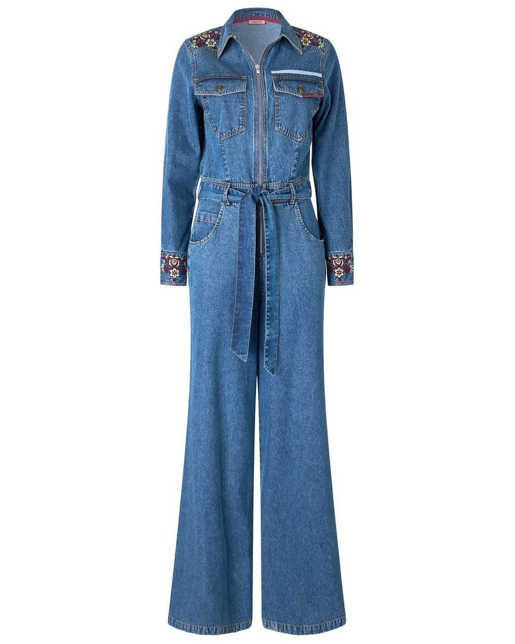 Joe Browns Blue Goldie Embroidered Denim Jumpsuit