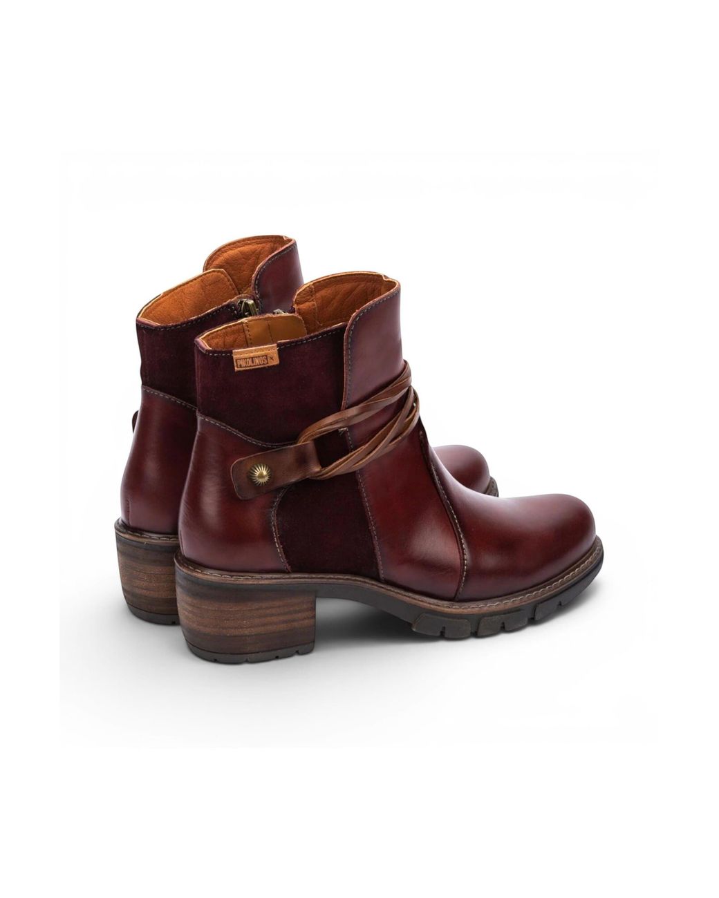 Infinity Leather Brown Pikolinos Leather Zipped Heel Ankle Boots -San Sebastia