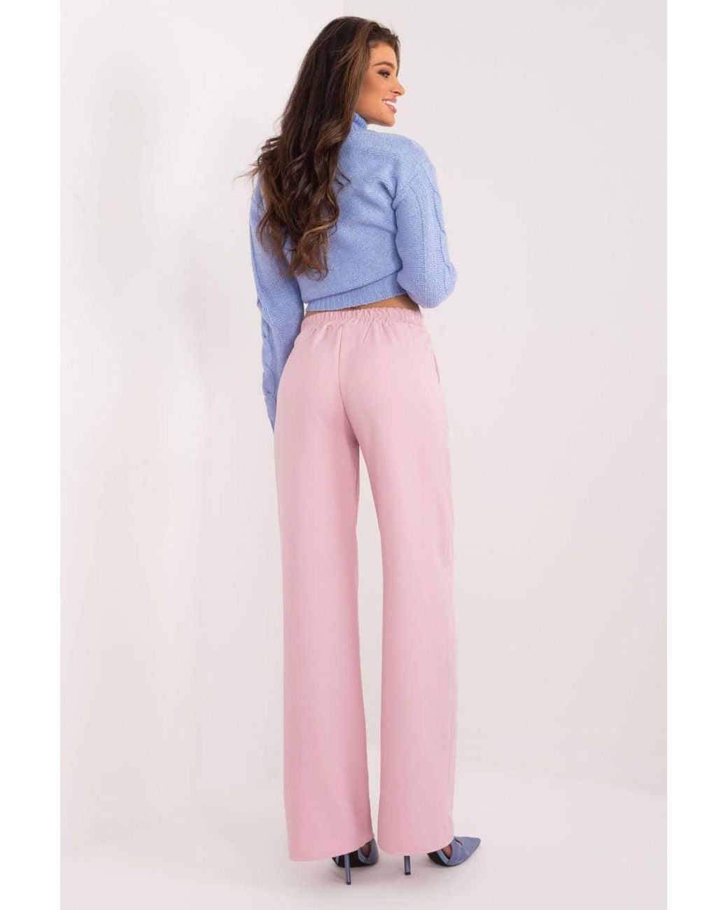 Love Lace Pink High Waist Straight Polyester Work Trousers