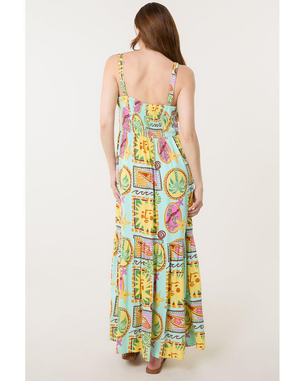 Blue Vanilla Multicolor Multi Sleeveless Square Maxi Dress