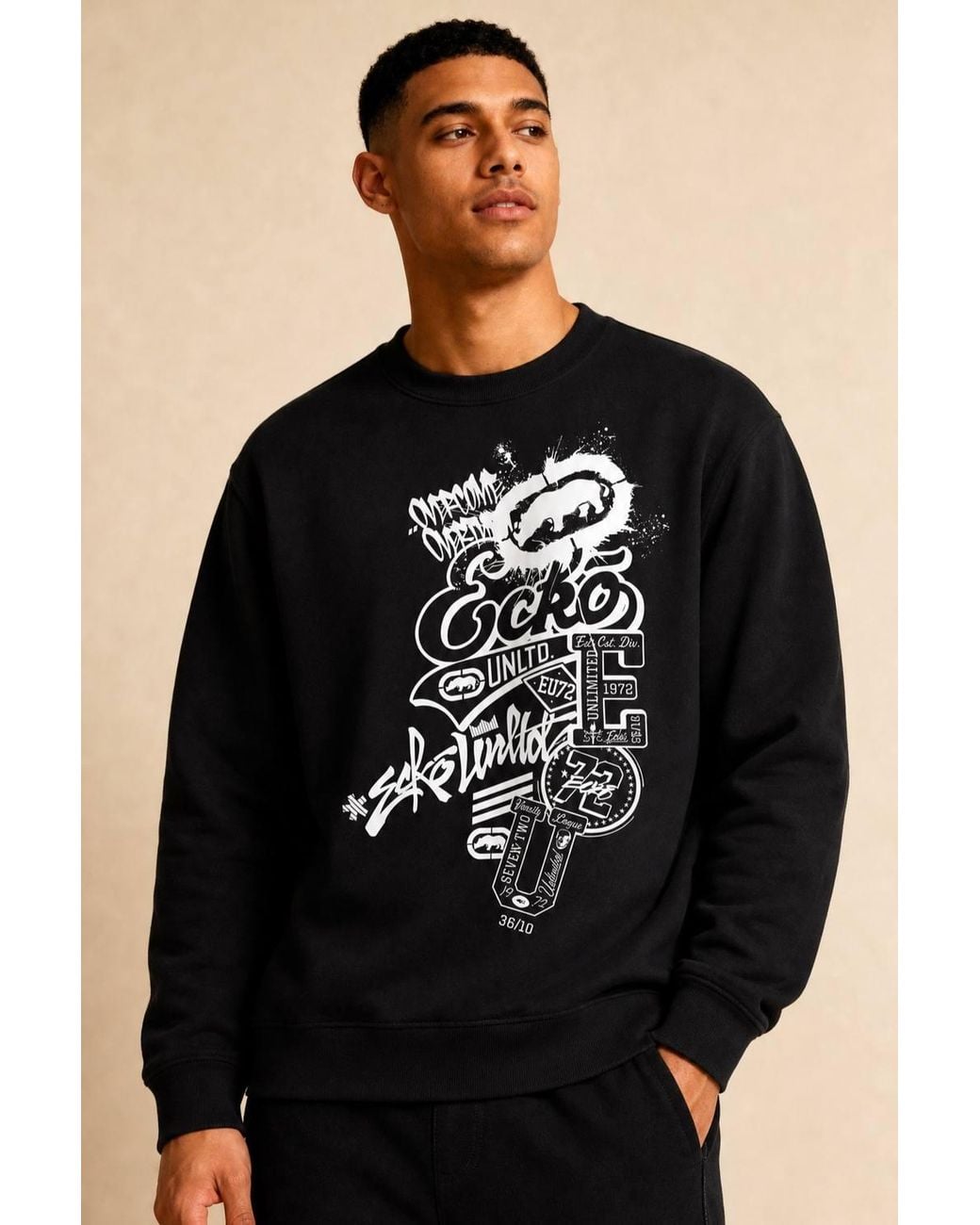 Ecko' Unltd Black Logo'D Up Sweatshirt for men