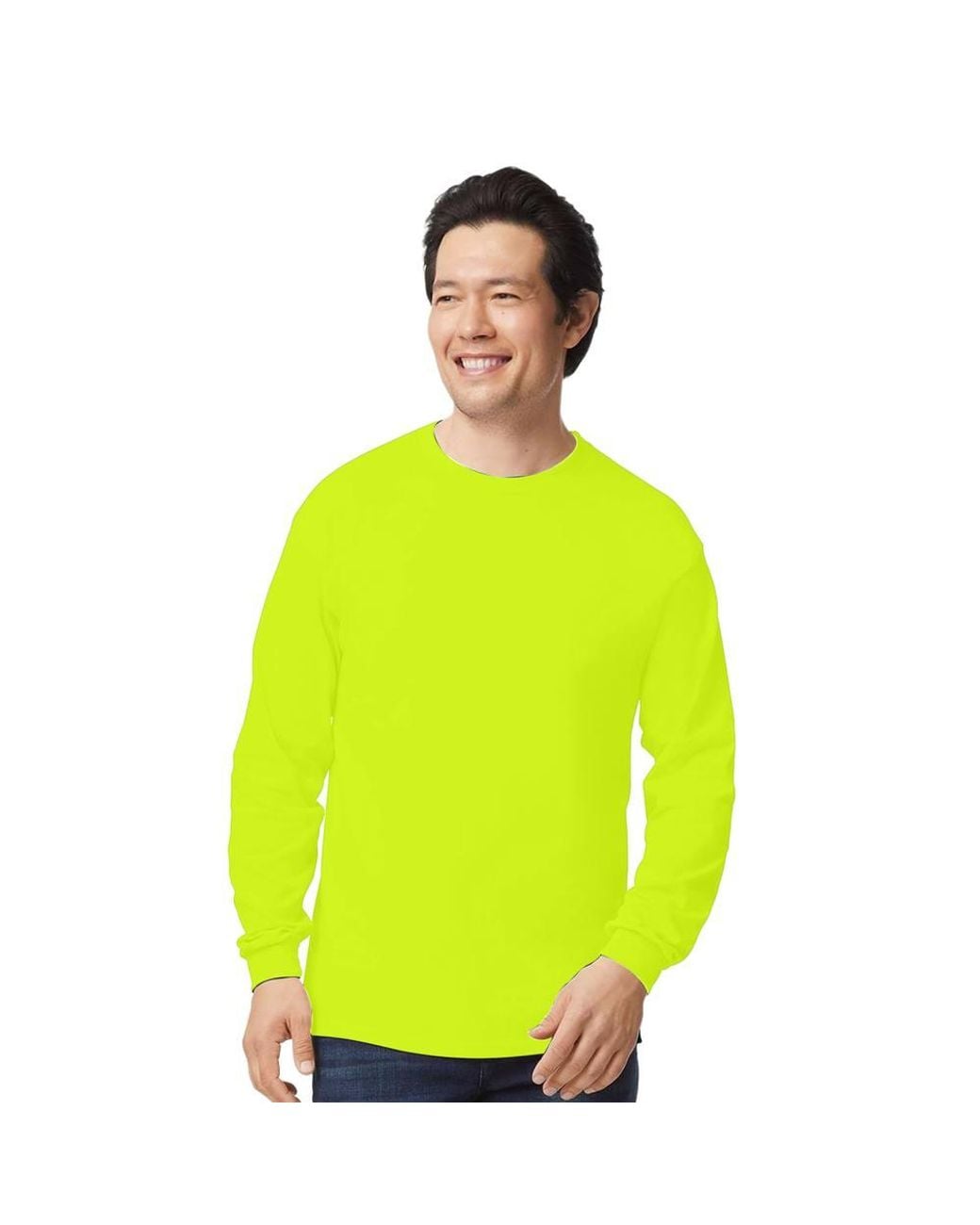 Gildan Green Plain Crew Neck Ultra Cotton Long Sleeve T-Shirt for men