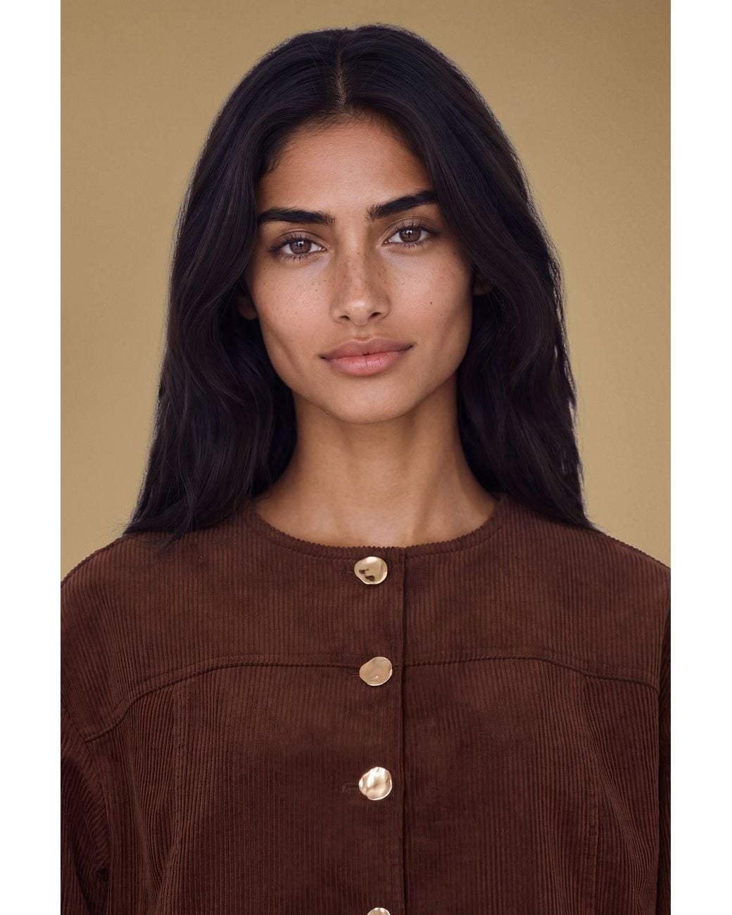 Oasis Natural Petite Collarless Cord Jacket With Mottled Buttons