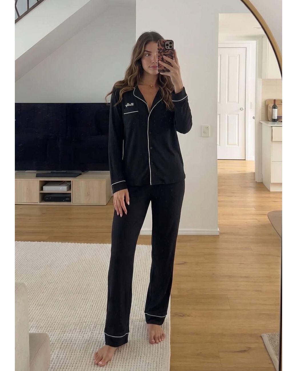 Lulabay Natural Personalised Ribbed Jersey Long Pyjamas