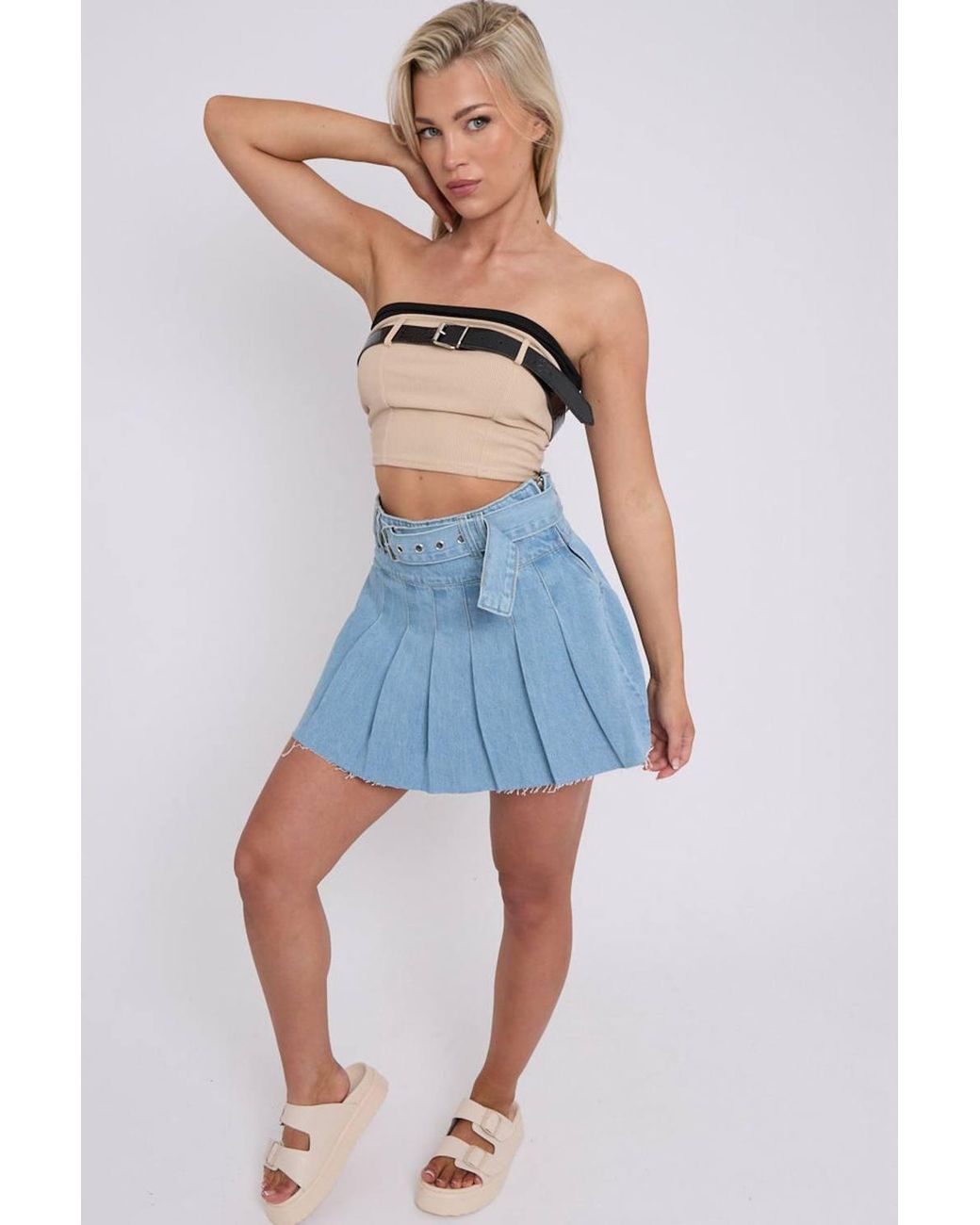 Stylewise Blue Ribbed Detachable Belt
