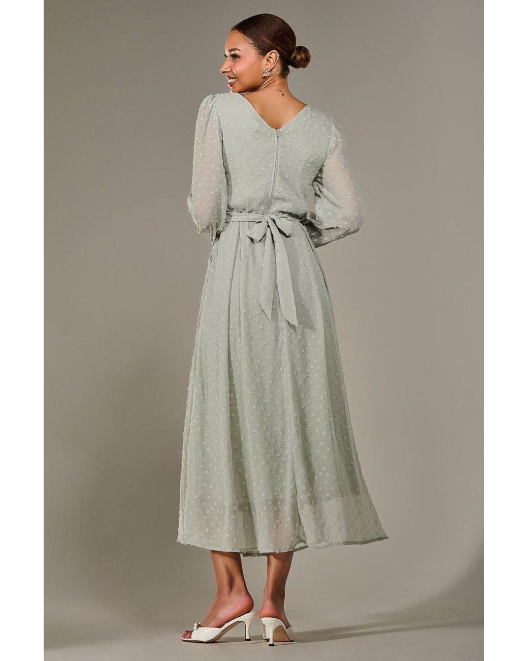 Jolie Moi Brown Long Sleeve Chiffon Midaxi Dress