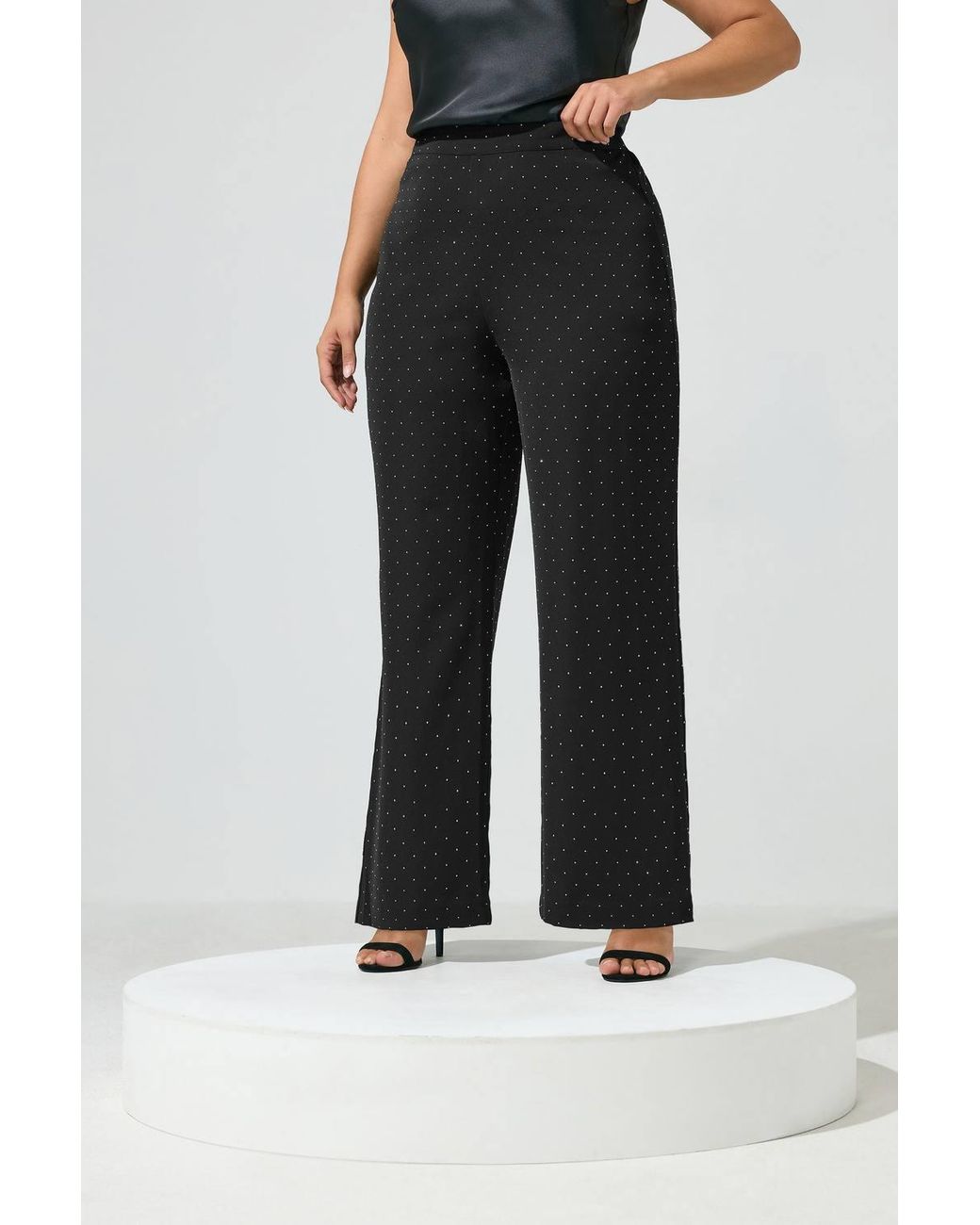 Yours Black Stud Straight Leg Trousers