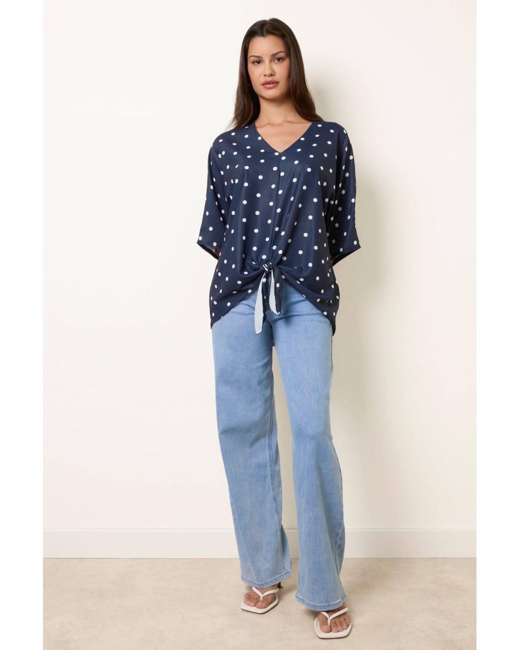 Blue Vanilla Blue Short Sleeve V-Neck Top