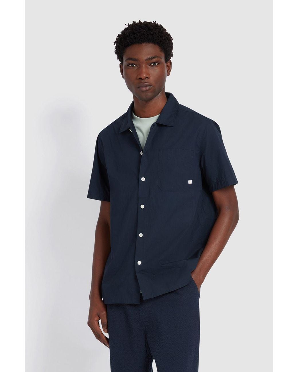 Farah Blue Ossie Short Sleeve Shirt Relaxed True for men