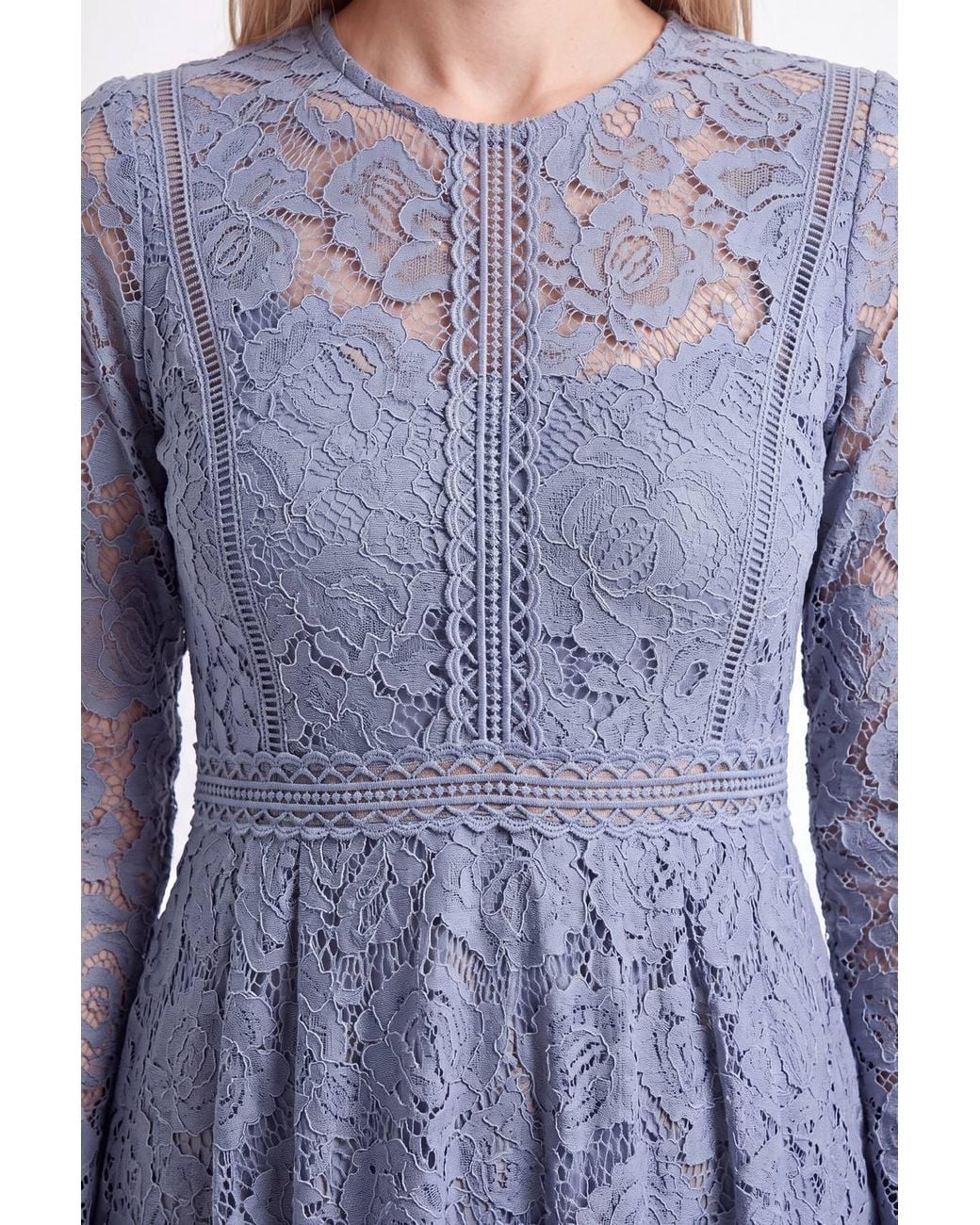 Wallis Blue Petite Lace Fit & Flare Midi Dress