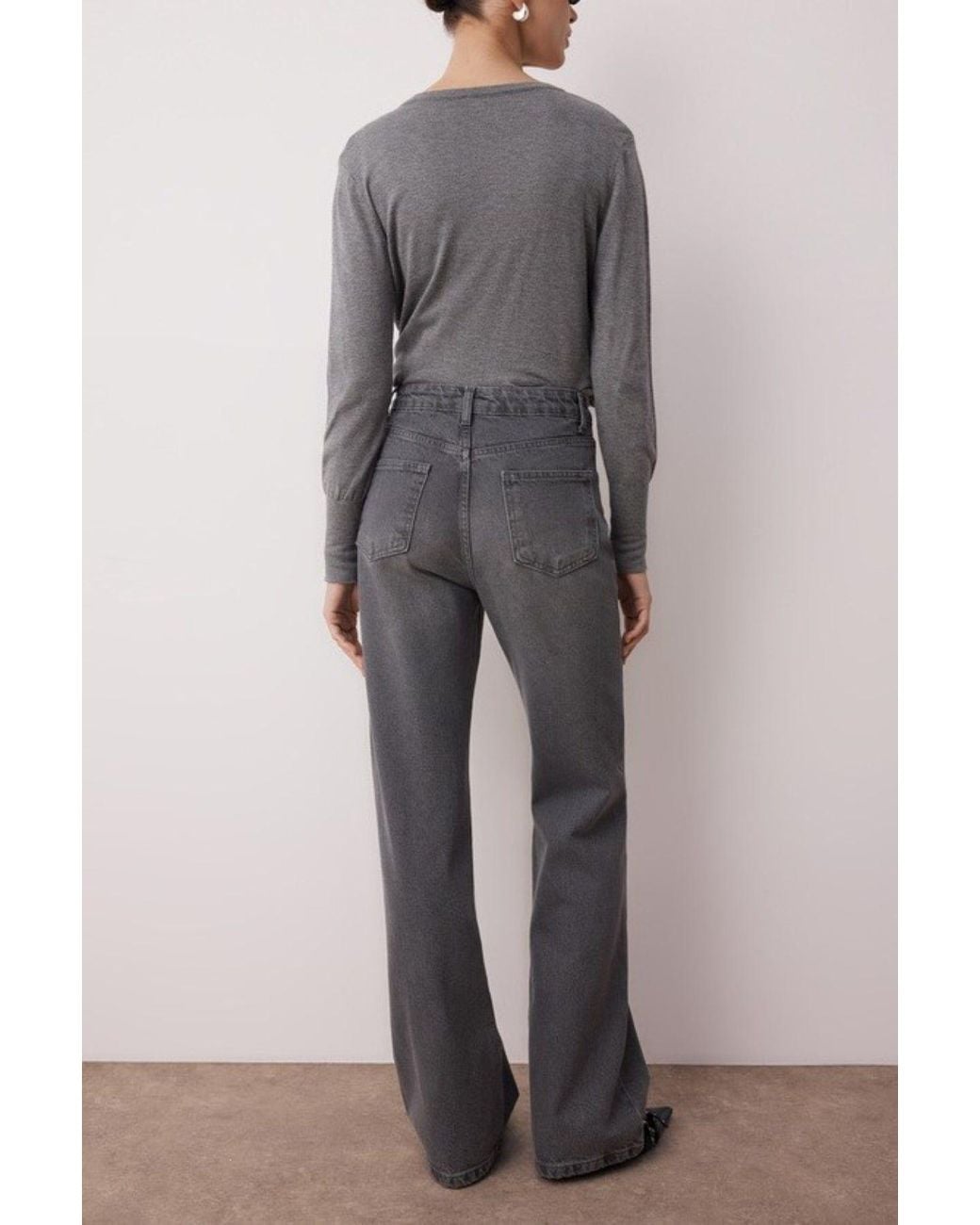 WOVCOR Gray Vintage High Waisted Wide Leg Jeans