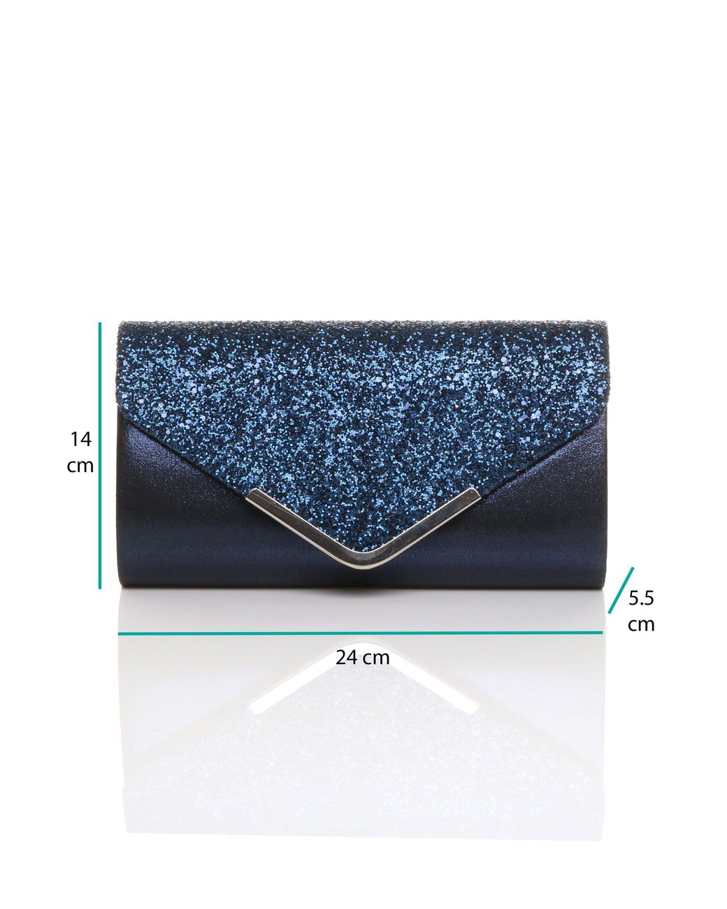 AJVANI Blue Glitter Envelope Evening Prom Party Clutch Shoulder Bag