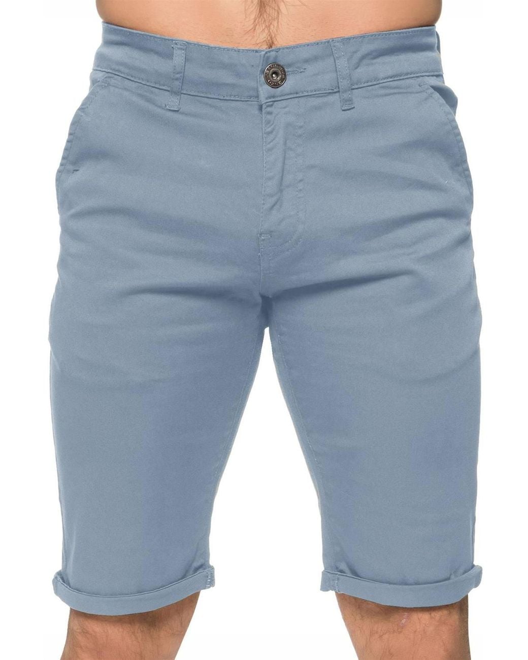 Enzo Blue Slim Fit Stretch Chino Shorts for men