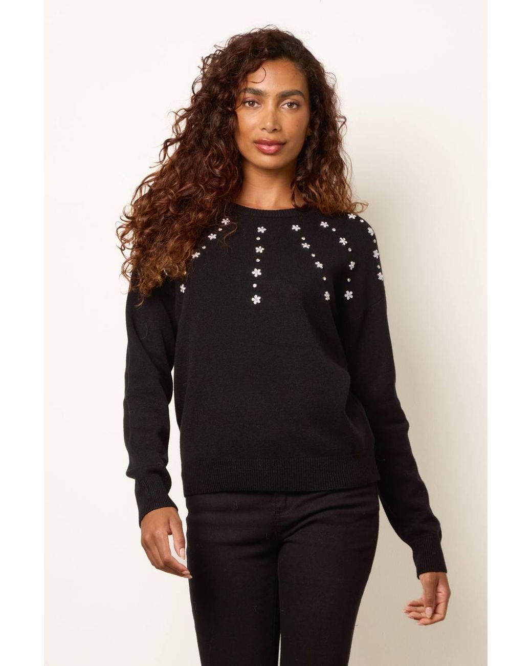Blue Vanilla Black Long Sleeve Round Neck Jumper