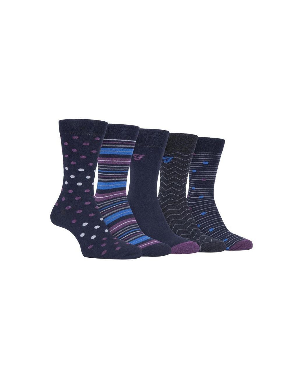 Farah Blue 5 Pack Polka Dot Patterned Cotton Dress Socks for men