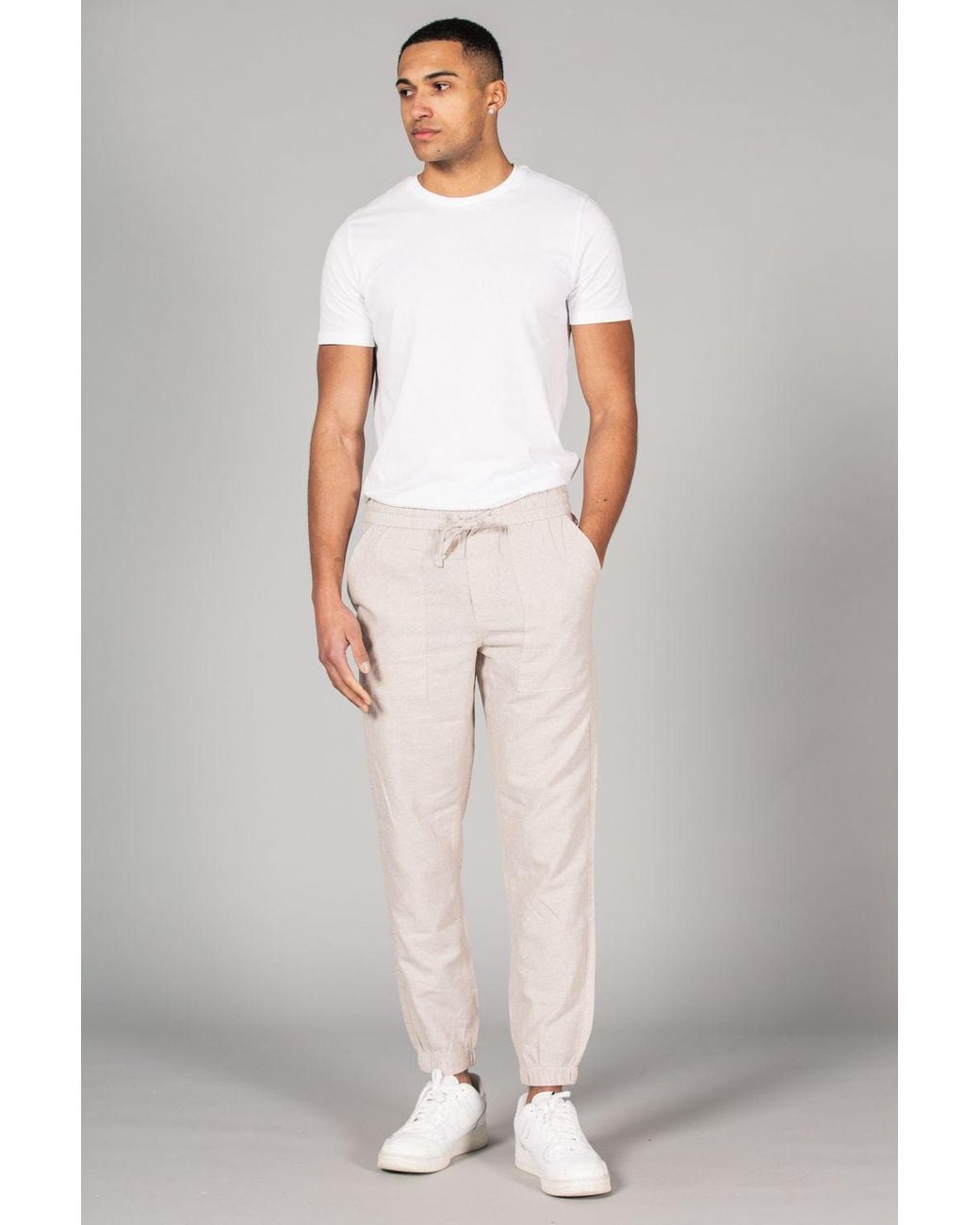 Tokyo Laundry Natural Linen Blend Classic Fit Trousers for men