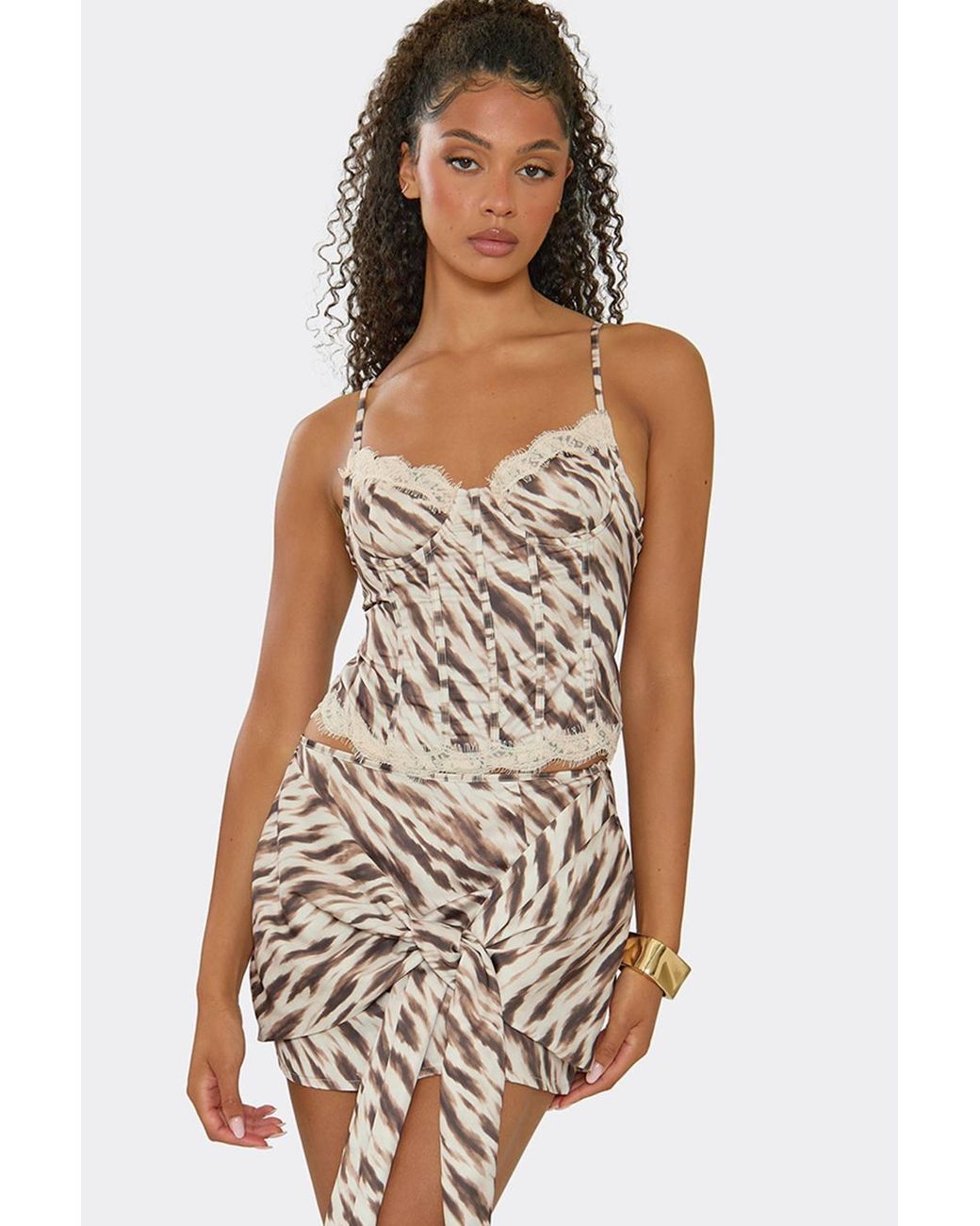 EGO Natural Tie Low Rise Mini Skirt