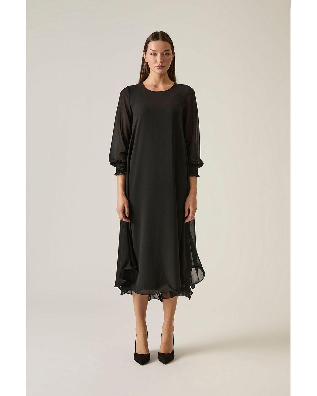 James Lakeland Black Maxi Wave Hem Dress