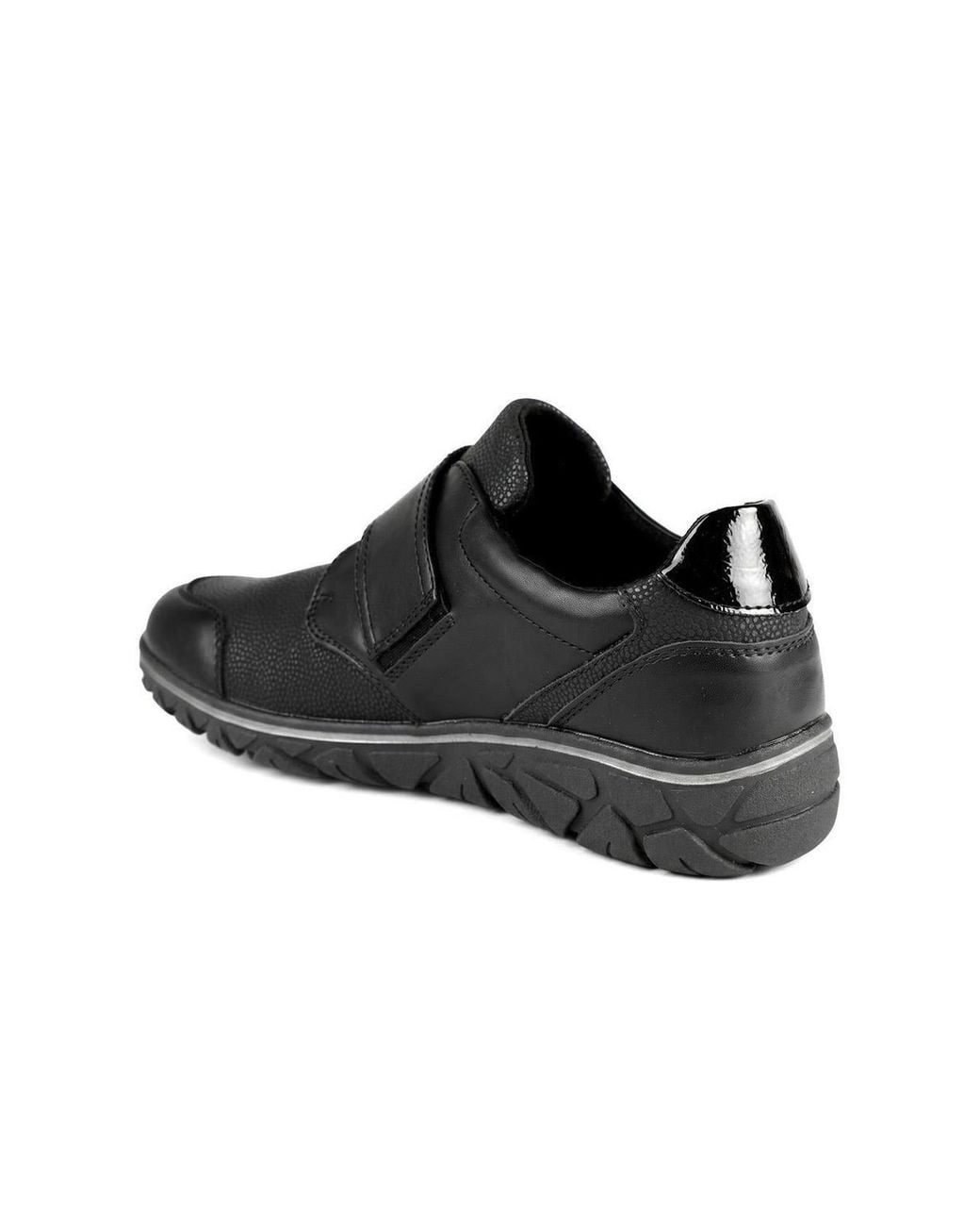 Pavers Black Relife Wide Fit Touch Fasten Monk Shoes