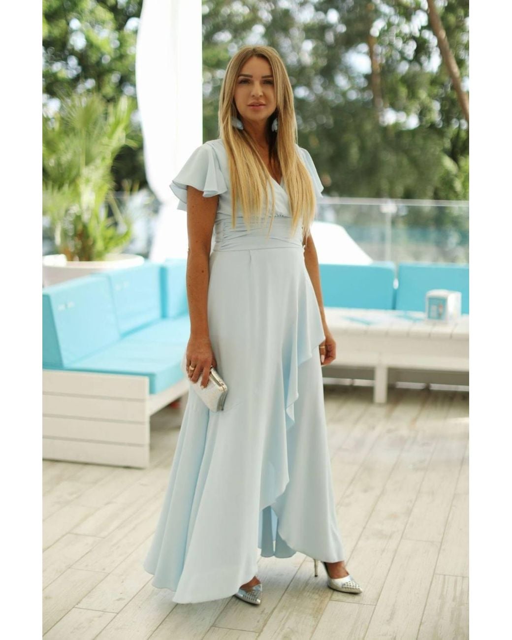 Love Lace Blue V-Neck Sleeveless Lightweight Maxi Dress