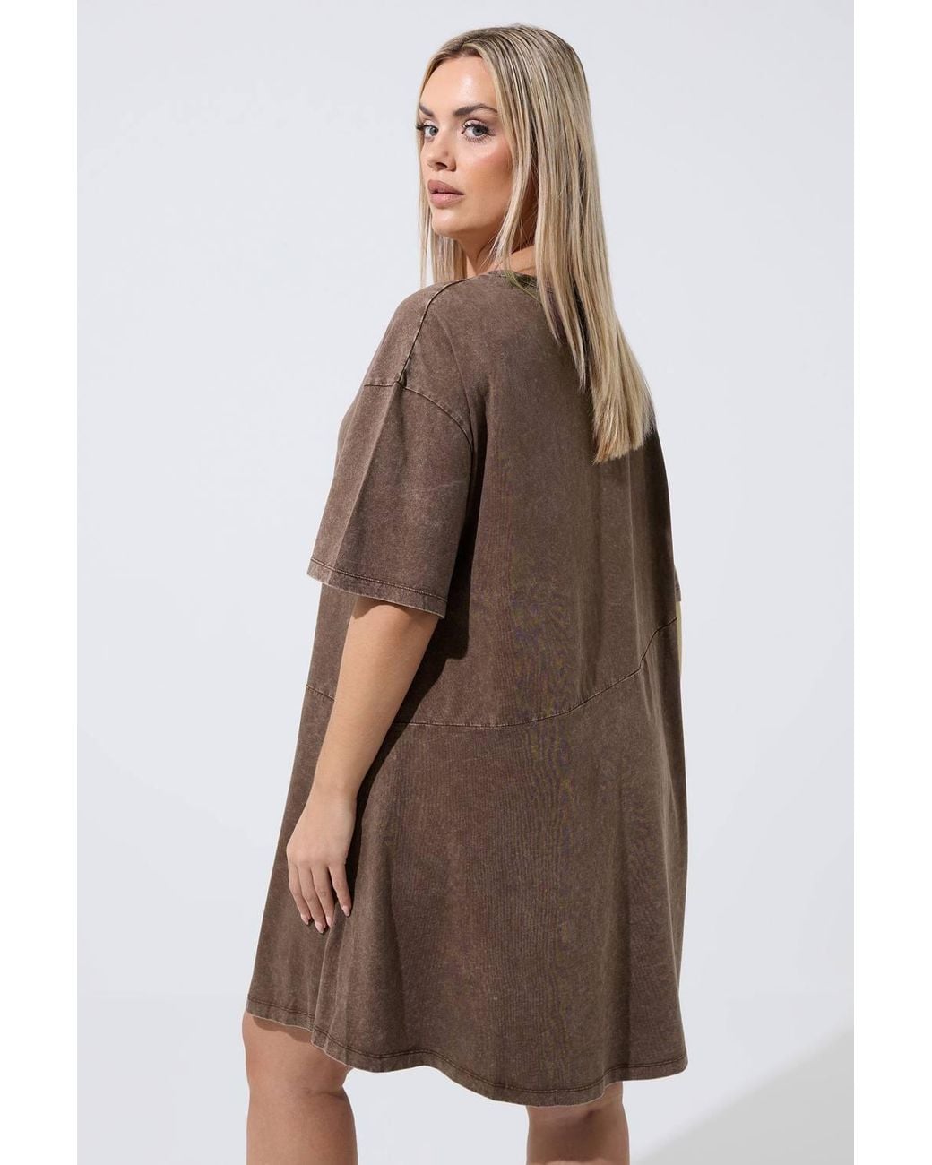 Yours Brown Acid Wash Dress