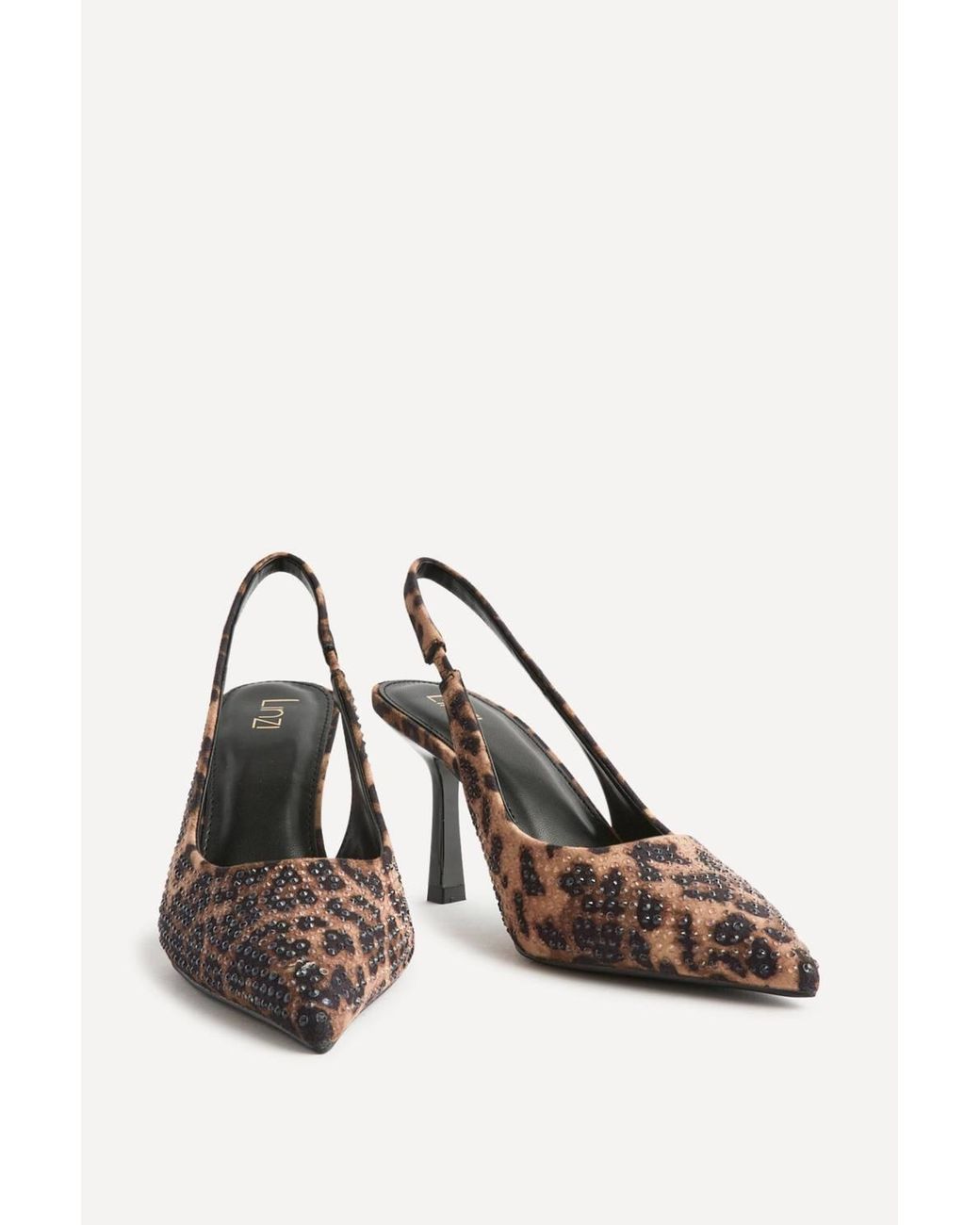 Linzi White Hotfix Leopards Embellished Court Heels