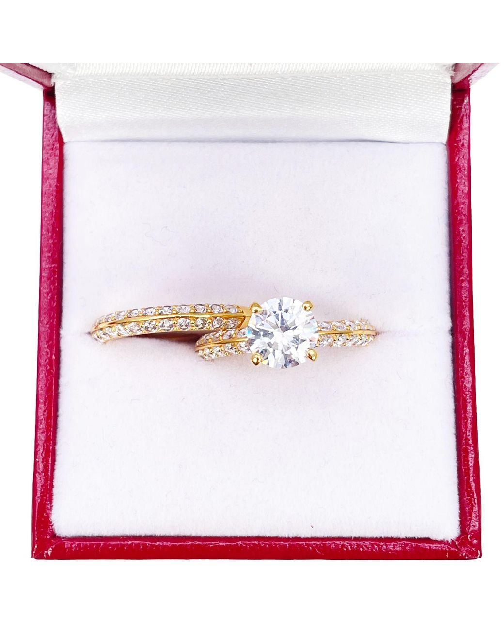 Raina Jewels Metallic 22Ct 4-Claw Half Eternity Engagement Ring & Matching Band
