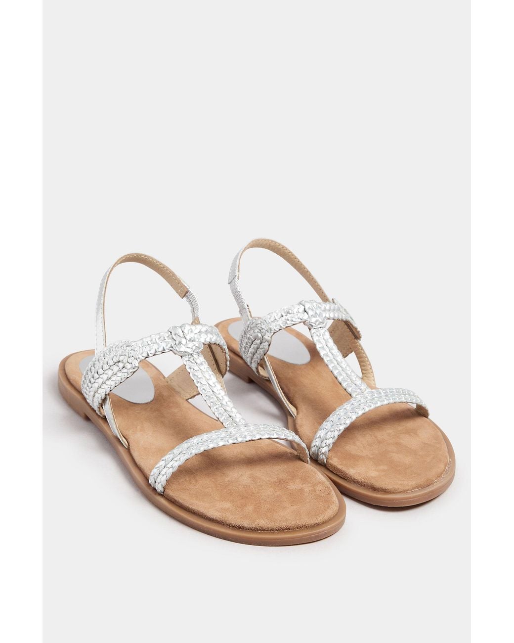 Long Tall Sally Blue Leather Plaited Strap Sandals
