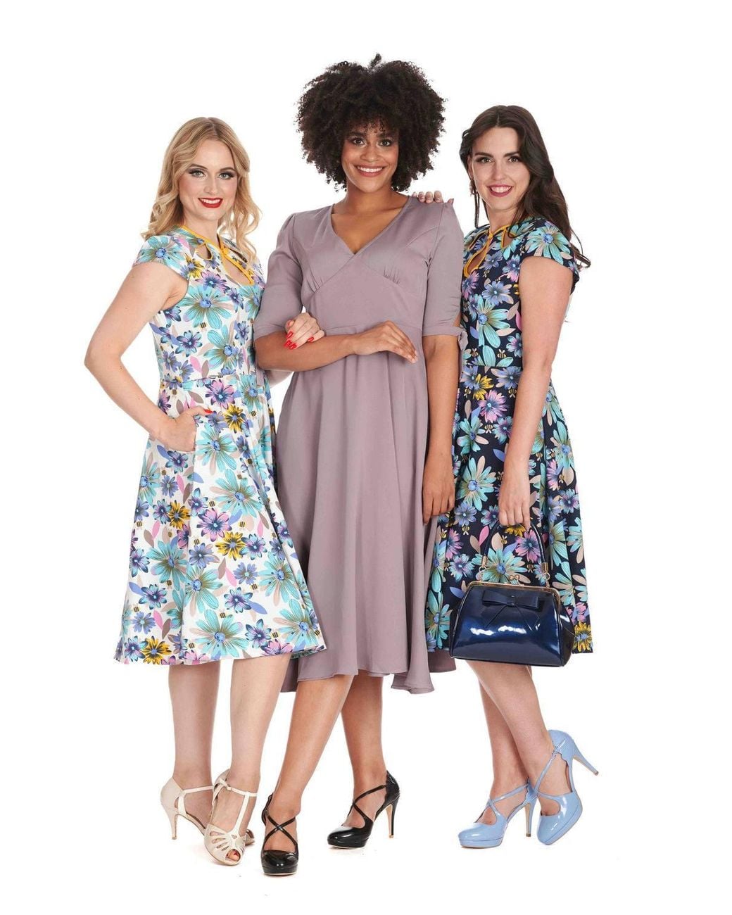 Banned Retro Blue Summer Bee Swing Dress