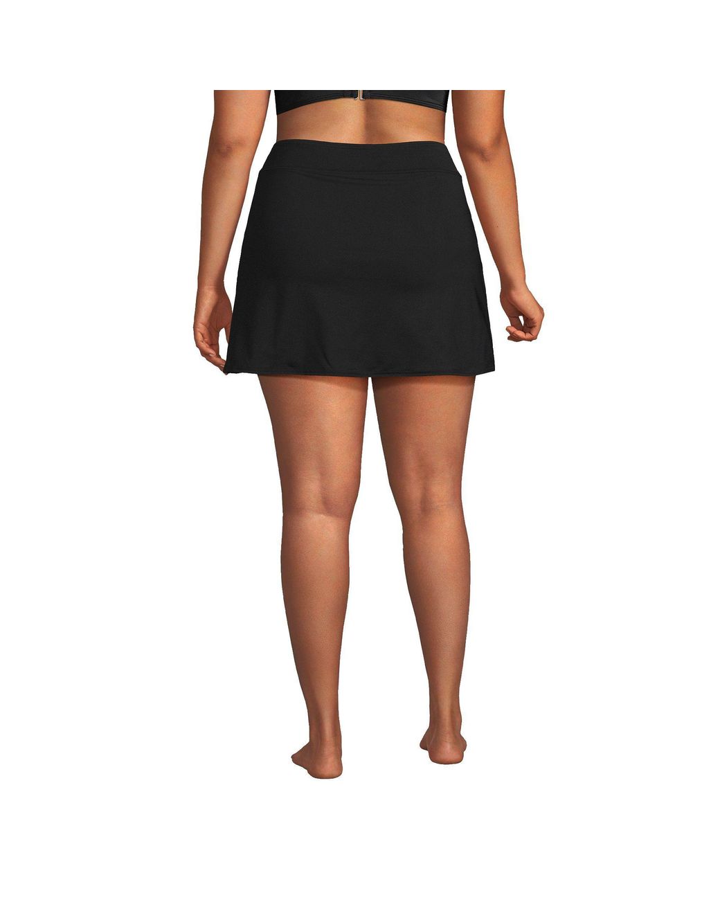 Lands' End Black Plus Tummy Control Swim Skirt