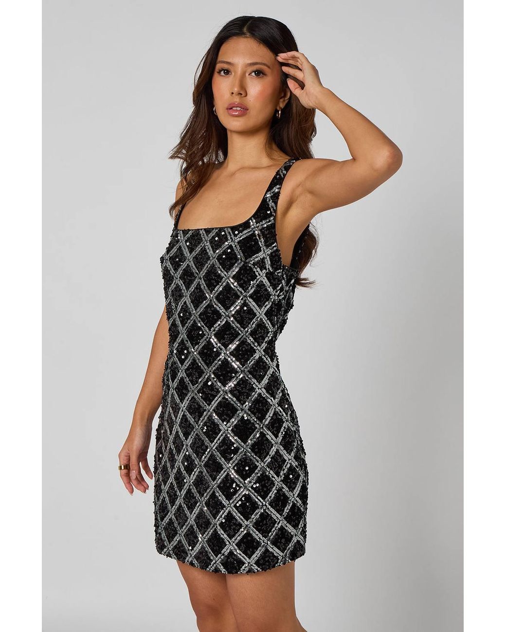 Urban Bliss Black Sequin Diamond Mini Dress