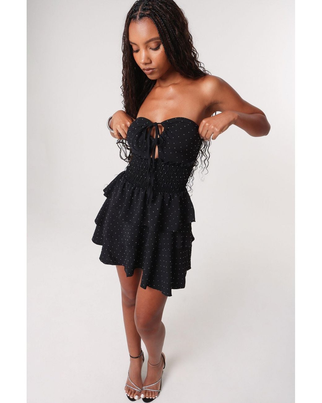 Pink Vanilla Black Diamante Rara Skirt Dress
