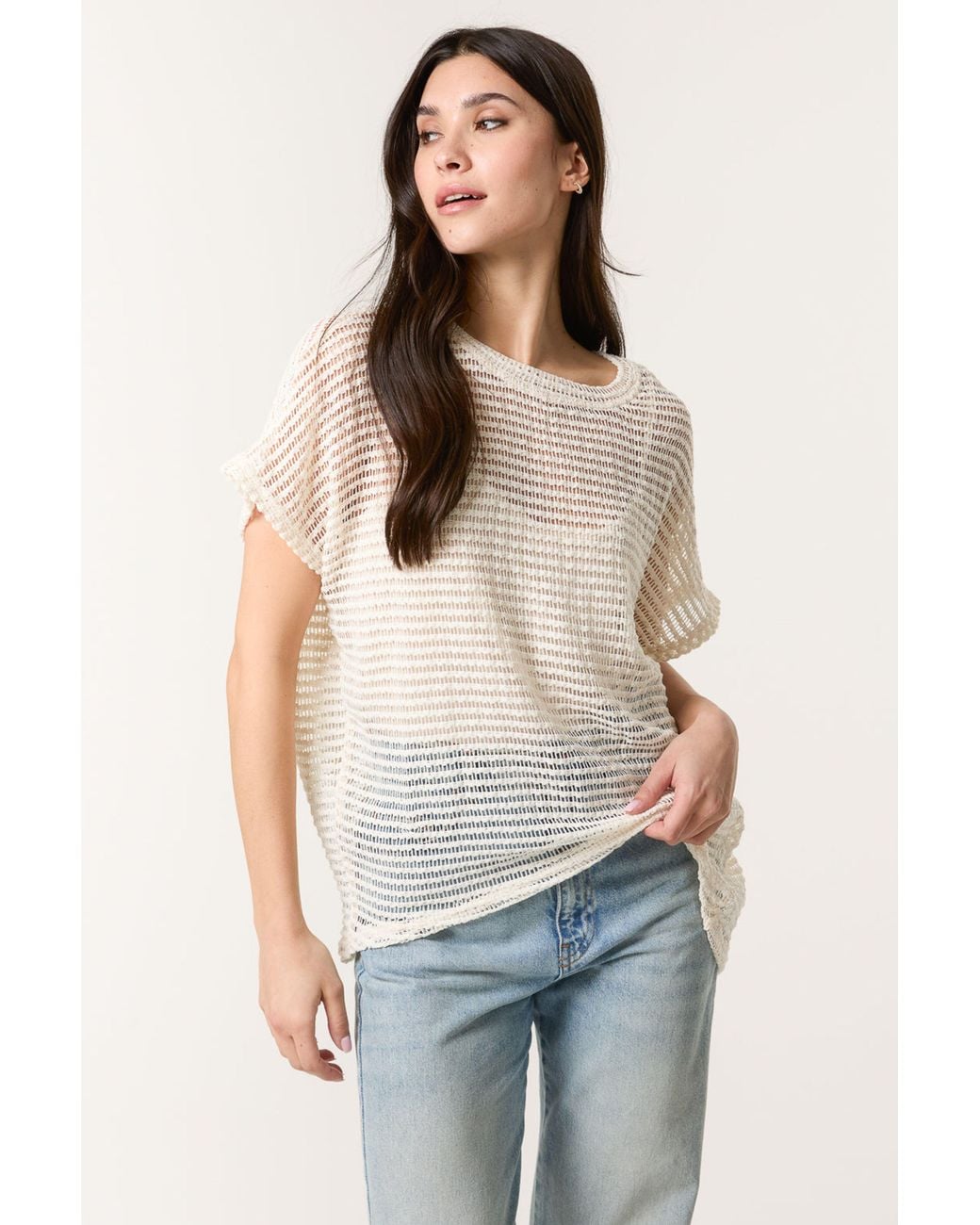 Blue Vanilla Blue Off Short Sleeve Round Neck Top