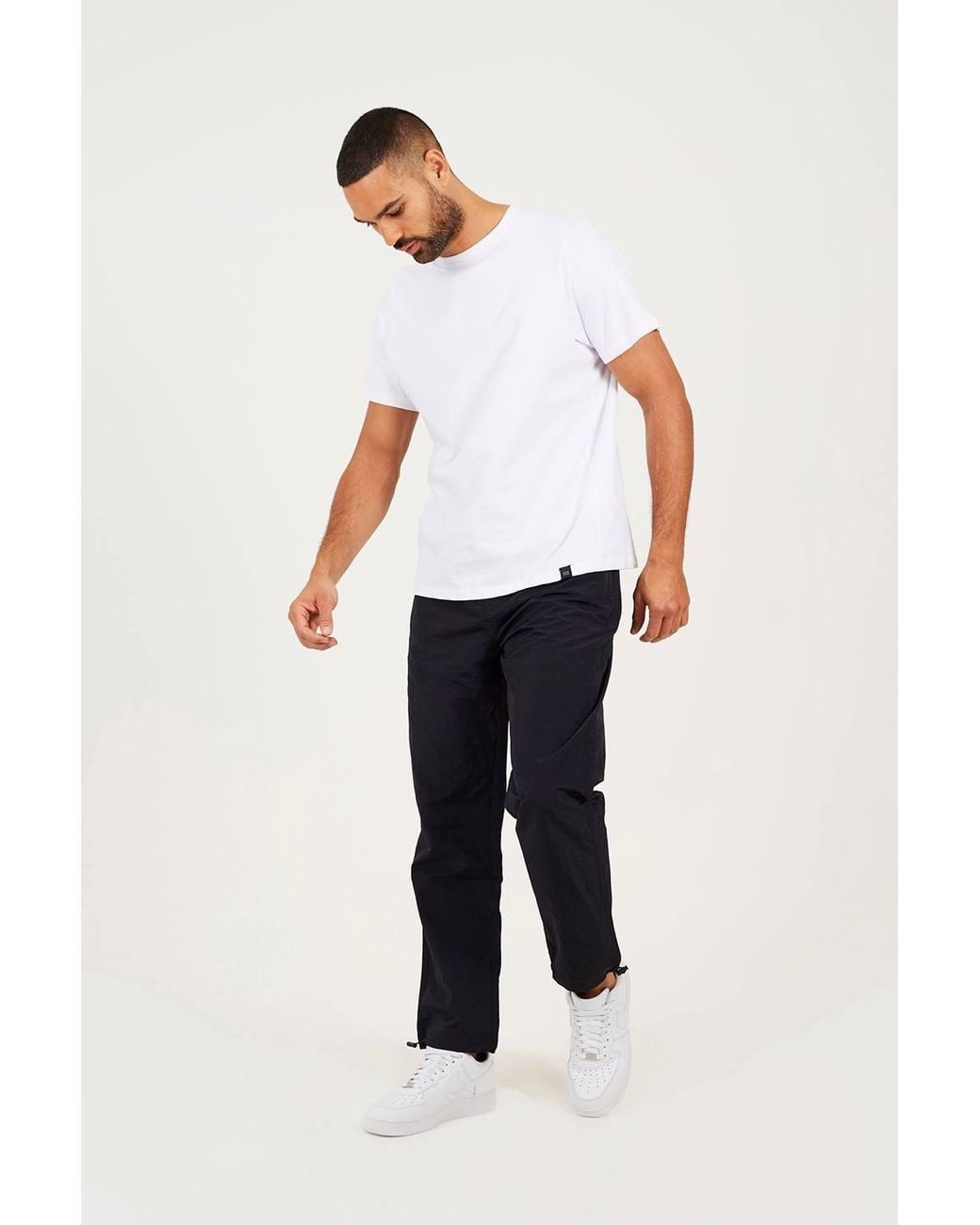 Brave Soul Blue Taslan Loose Fit Cuffed Cargo Trousers for men