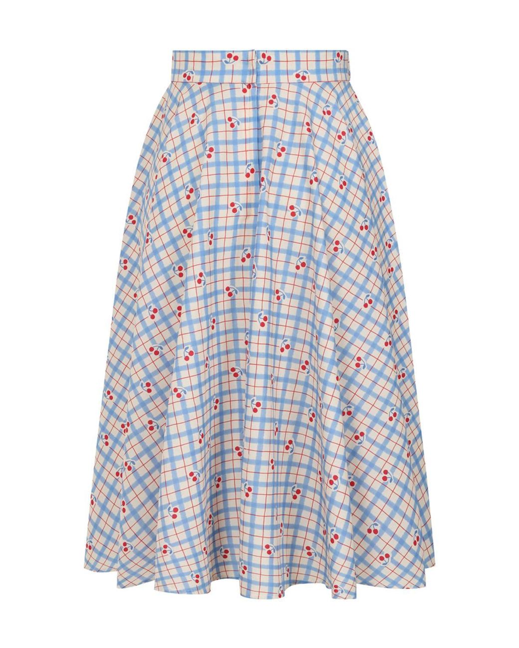 Banned Retro Blue Annie Cherry Check Skirt