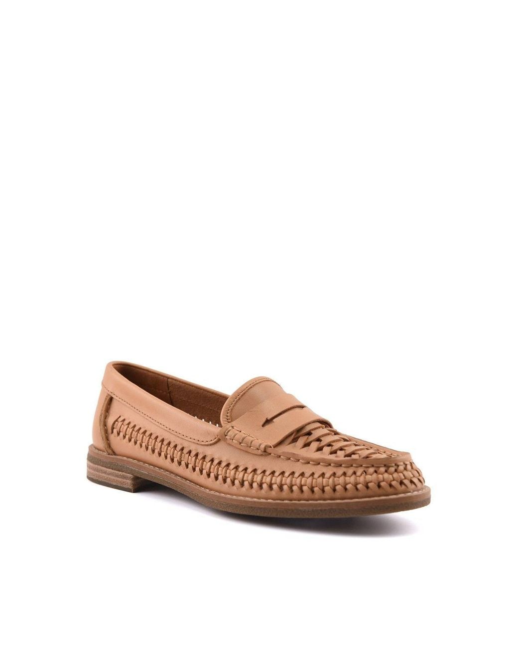 Sperry Top-Sider Brown Woven Seaport Penny Mocassin