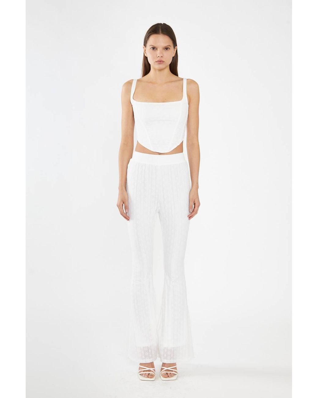 Shnoo White Off Lace Square Neck Corset Top