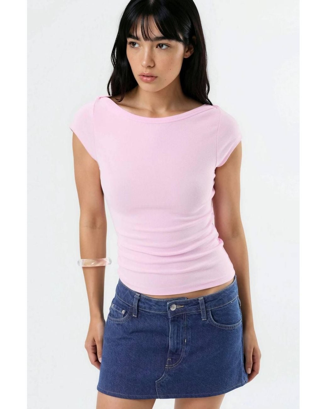 Busem Purple Slim Fit Boat Neck Blouse