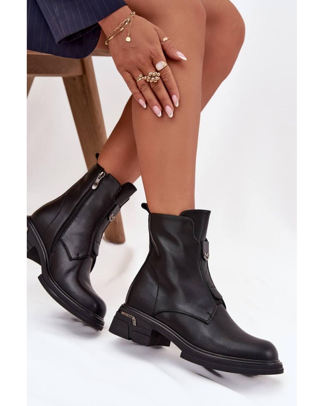 Love Lace Black Everyday Block Heel Warm Lined Ankle Boots