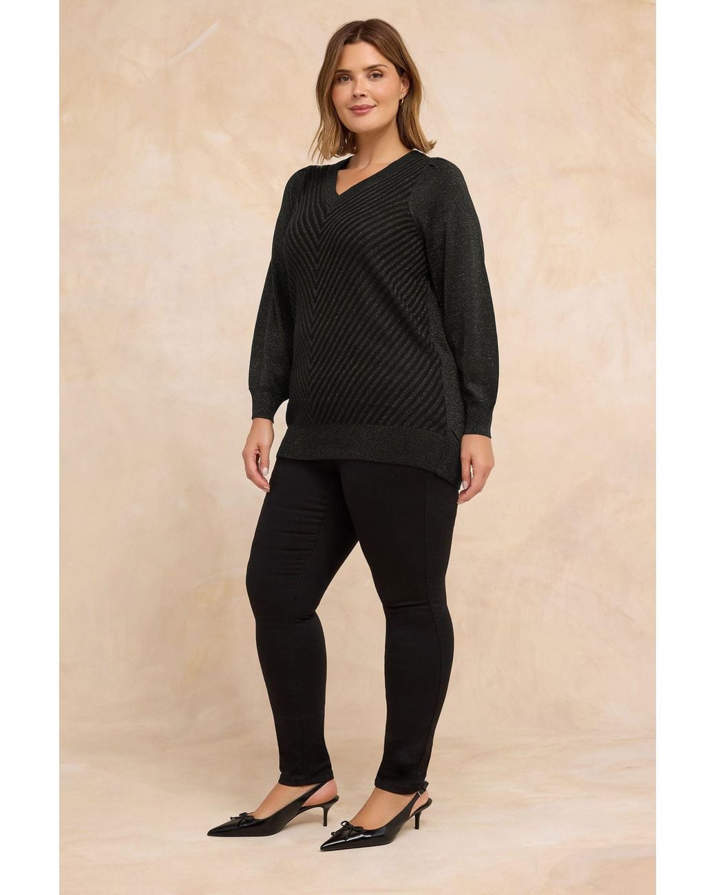 Evans Black Metallic Knitted Jumper