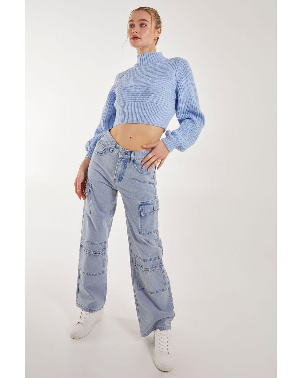 Pink Vanilla Blue High Neck Knitted Jumper