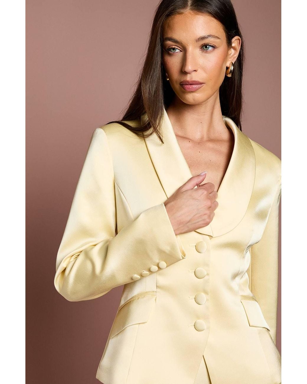 Coast Natural Waisted Jacket With Satin Lapel