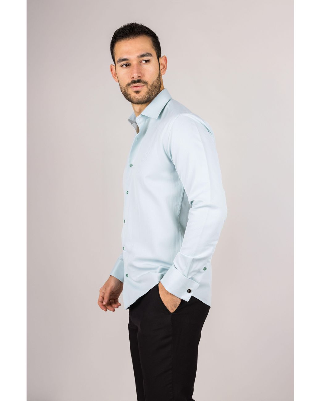 TruClothing Blue Long Sleeve Regular Fit Double Cuff Twill Oxford Shirt for men
